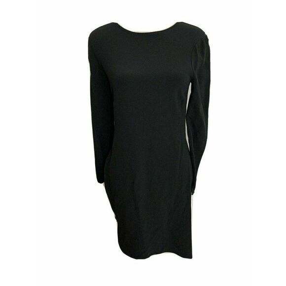 Zara Womens Long Sleeve Solid Black Side Slit Crew Neck Top Small - Picture 1 of 7